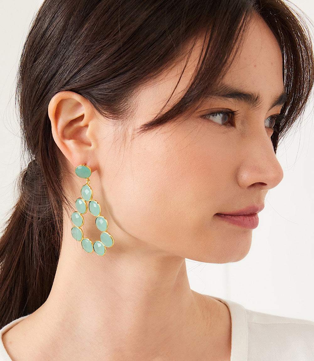 Gemstone Bezel Drop Earrings - Image 3