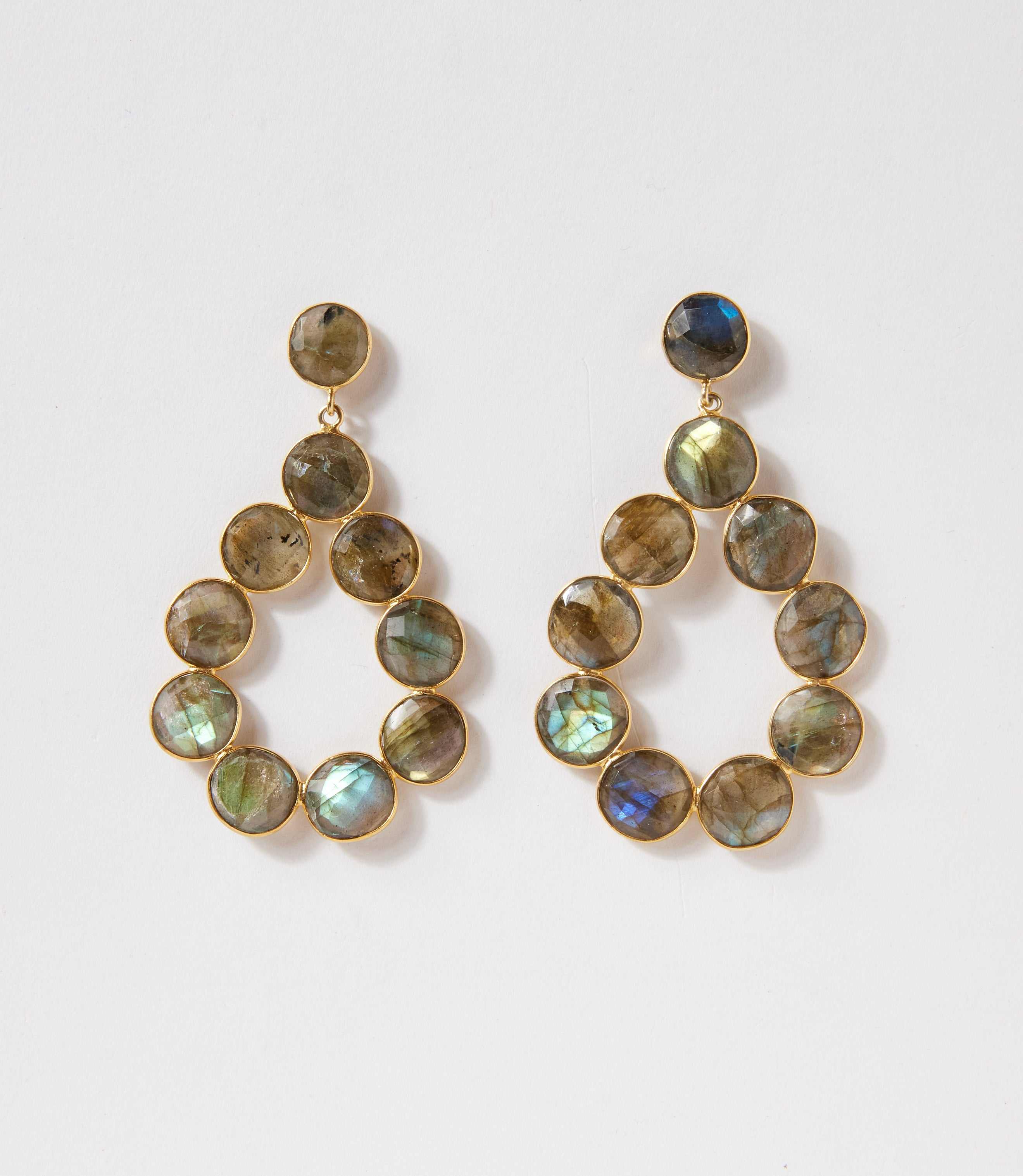 Gemstone Bezel Drop Earrings - Image 2