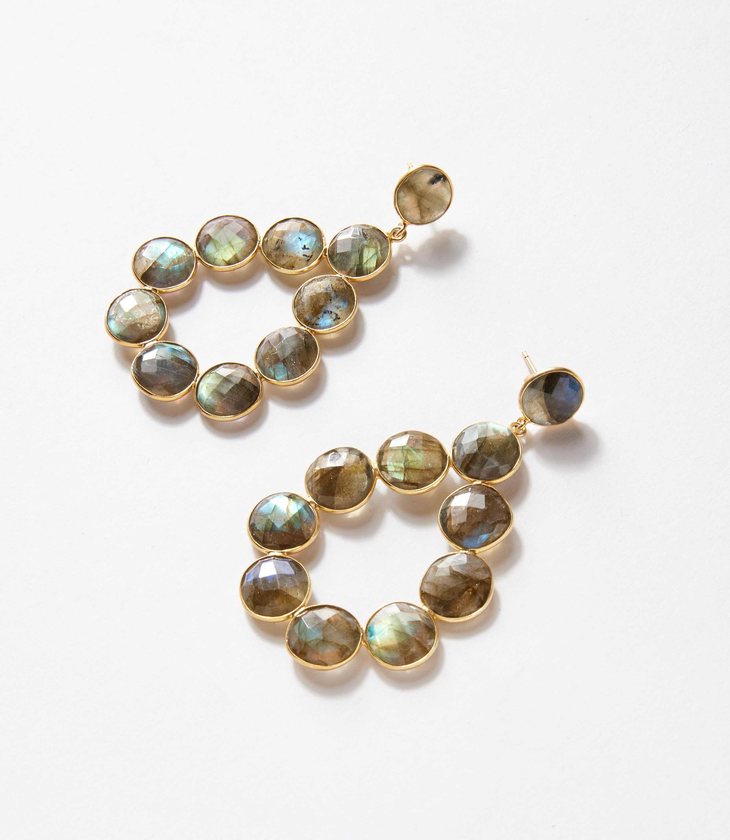 Gemstone Bezel Drop Earrings - Image 3