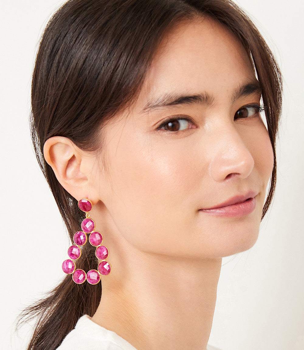 Gemstone Bezel Drop Earrings - Image 2