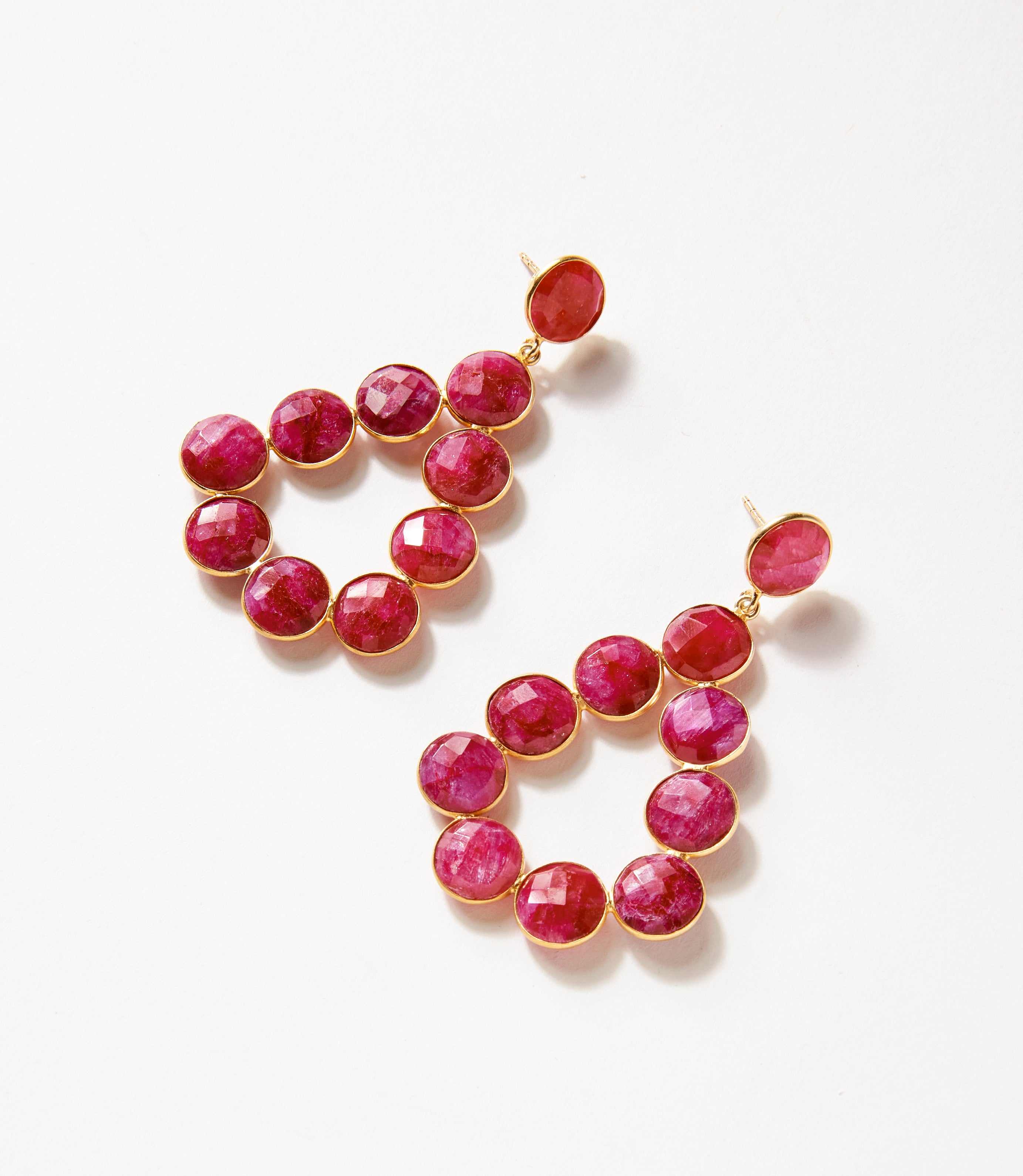 Gemstone Bezel Drop Earrings - Image 3