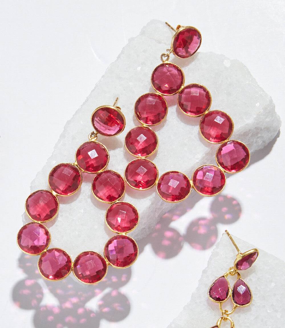 Gemstone Bezel Drop Earrings - Image 2