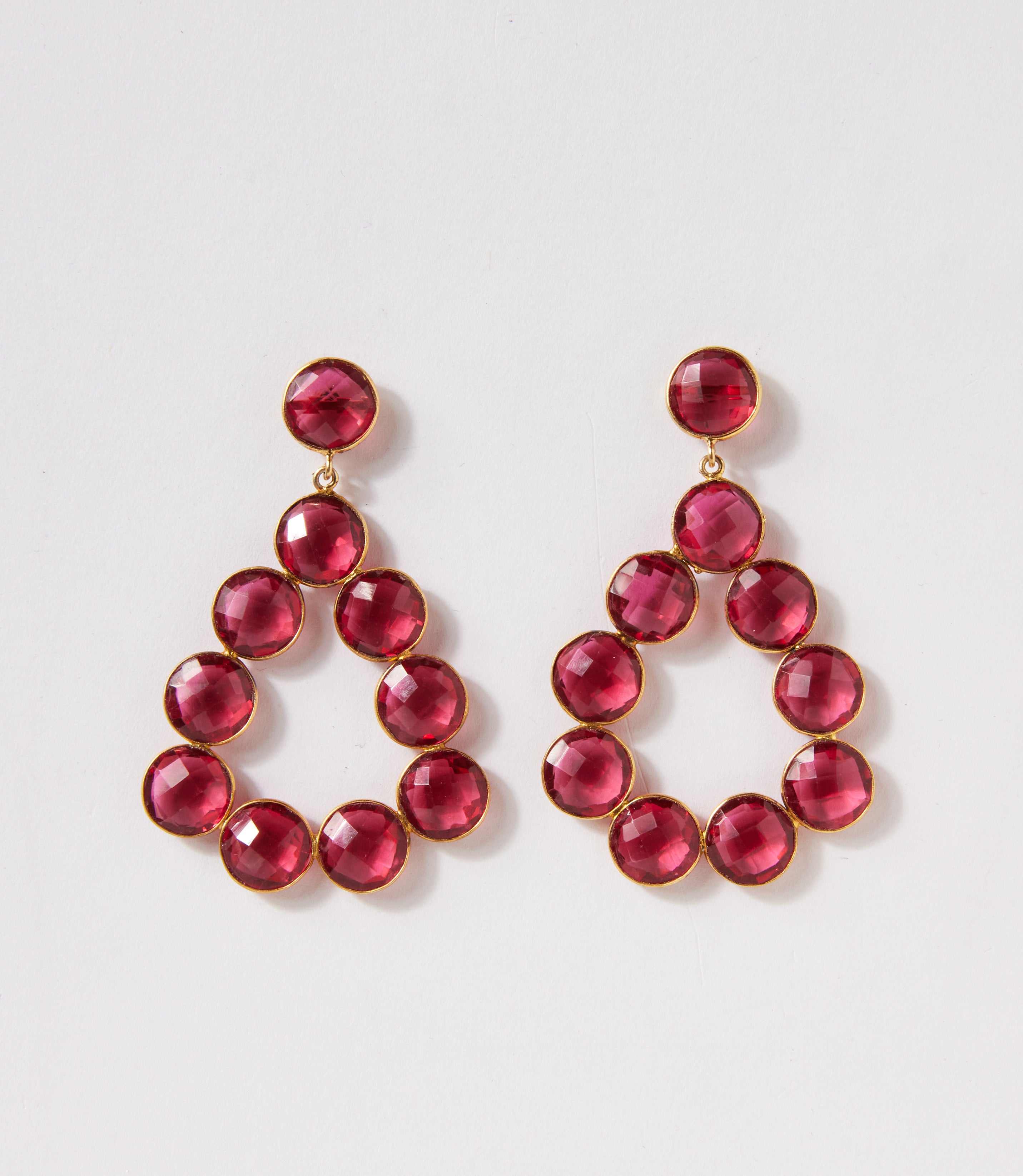 Gemstone Bezel Drop Earrings - Image 3