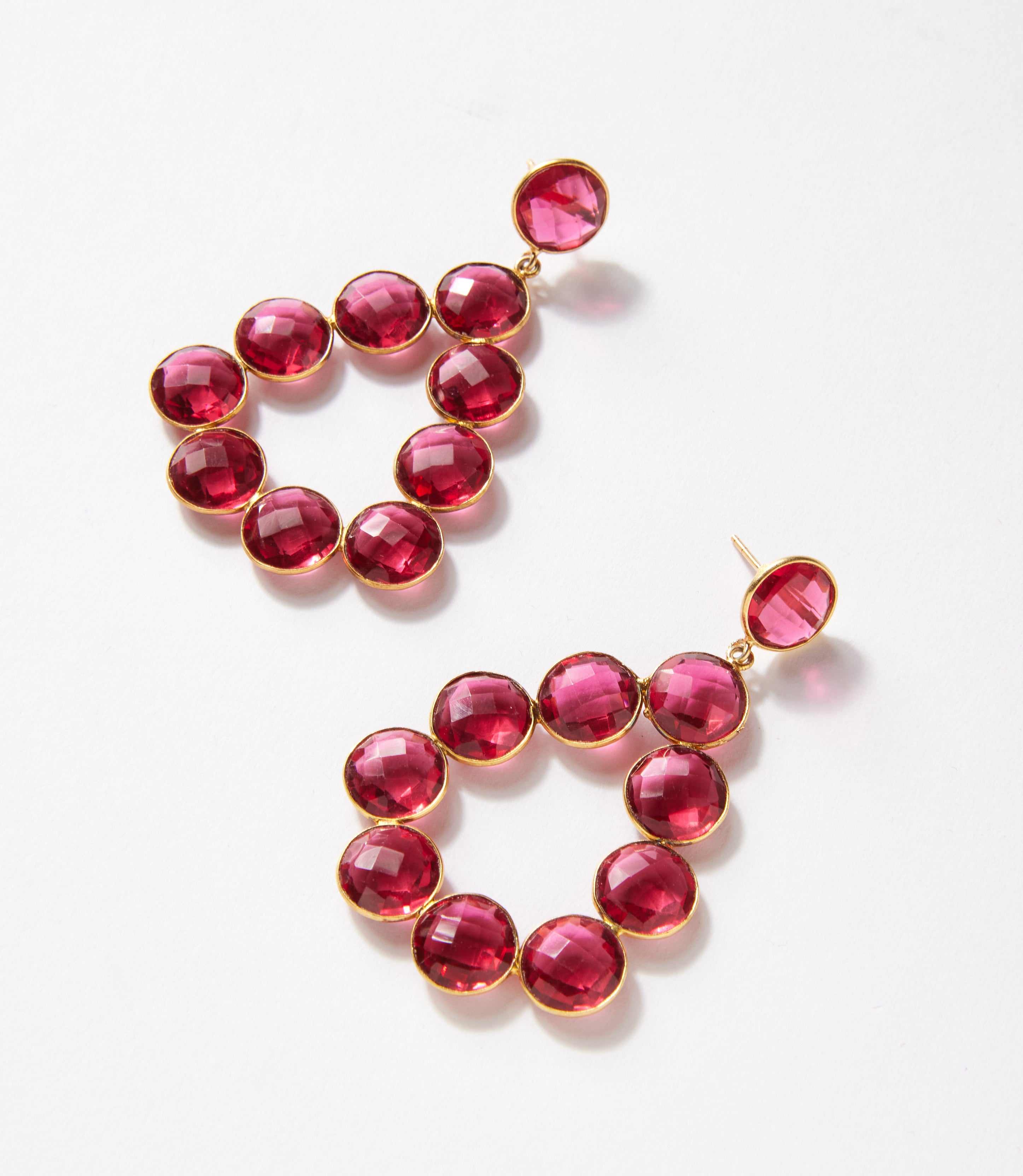 Gemstone Bezel Drop Earrings - Image 4