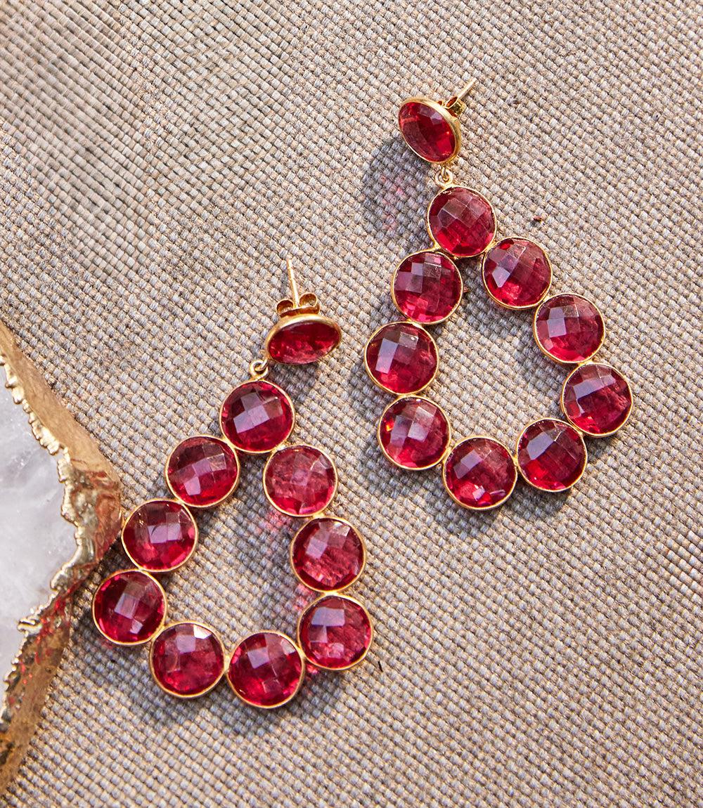 Gemstone Bezel Drop Earrings - Image 5