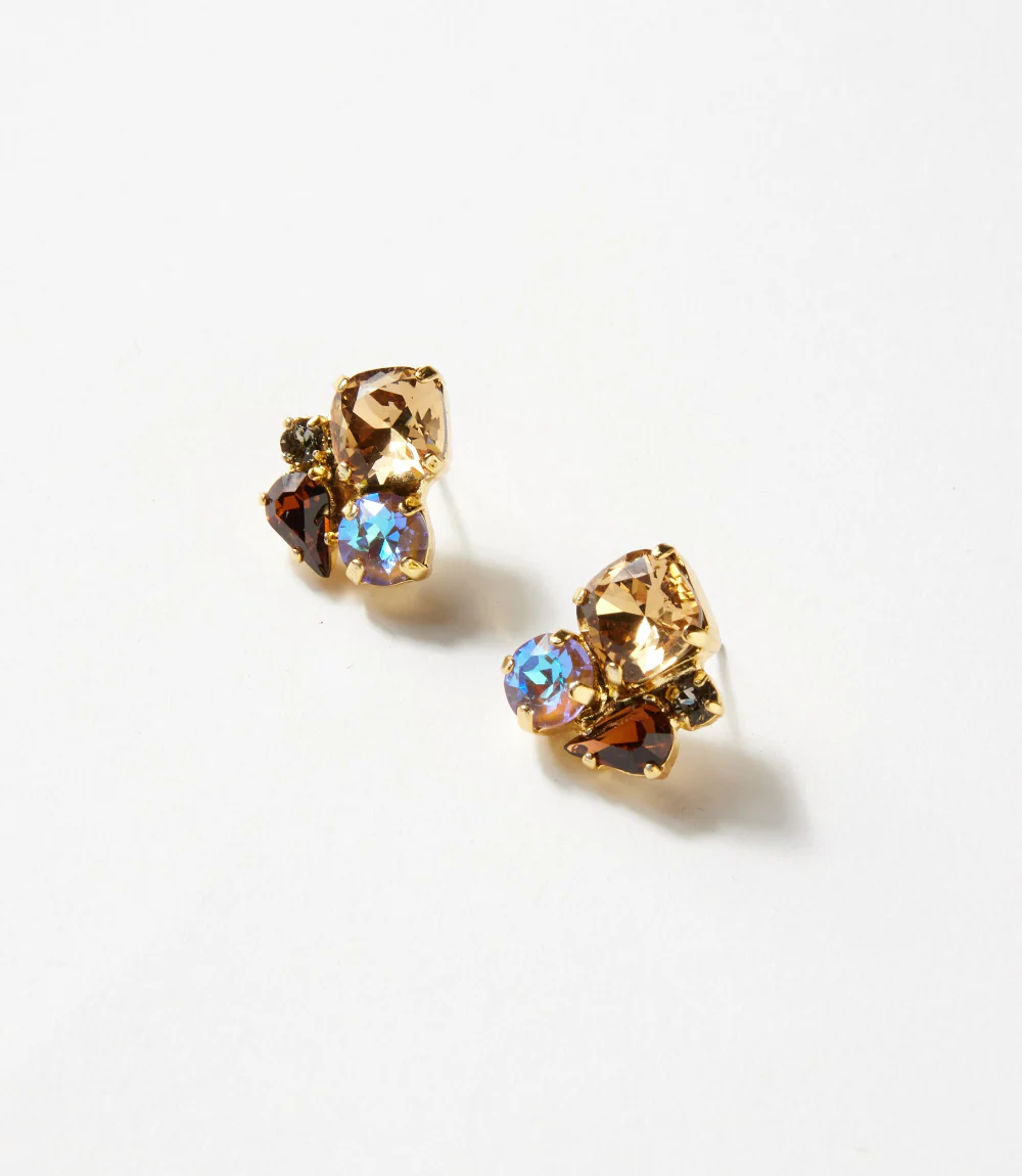 Gemstone Cluster Stud Earrings - Image 2