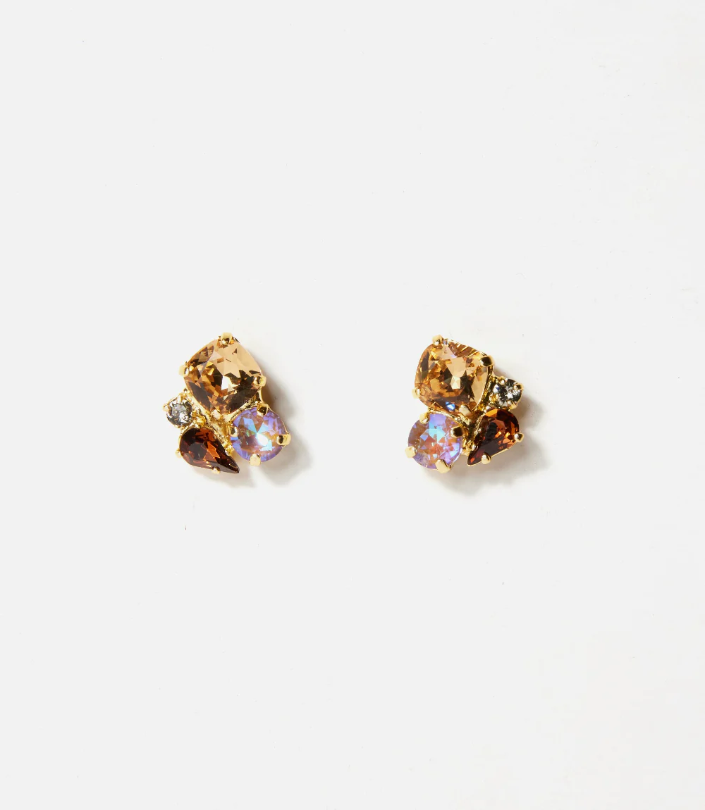 Gemstone Cluster Stud Earrings - Image 3