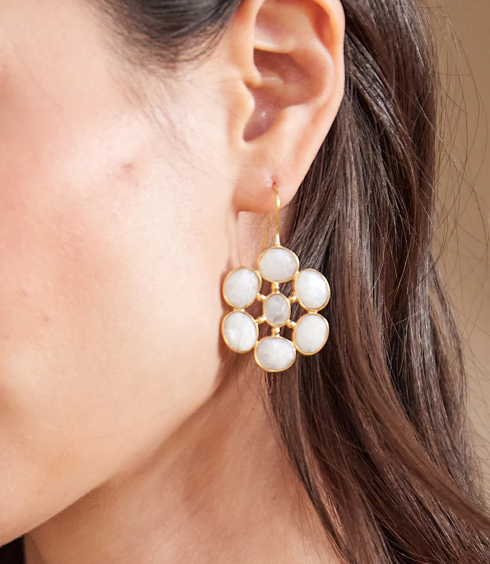 Gemstone Flower Earrings - Image 4