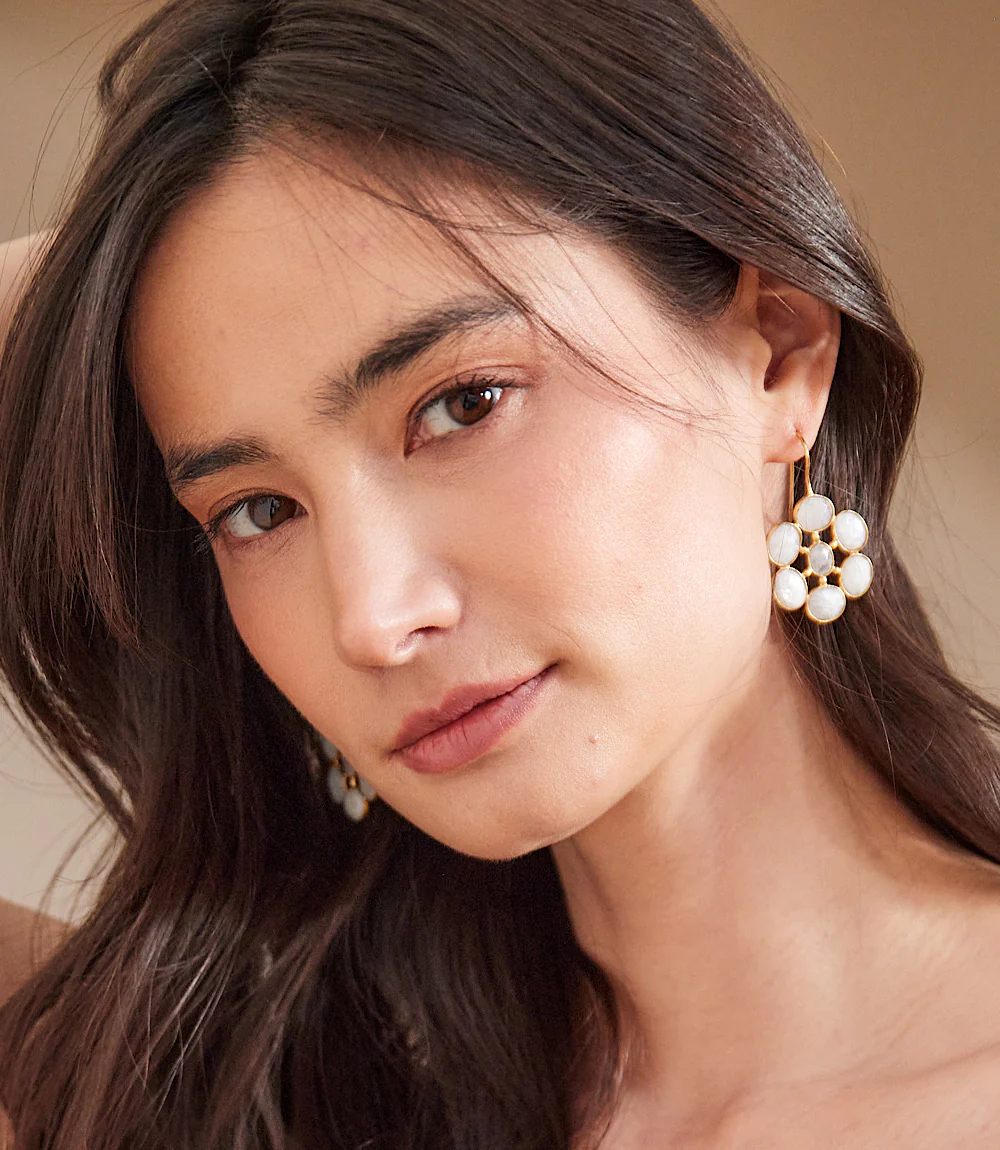Gemstone Flower Earrings - Image 6