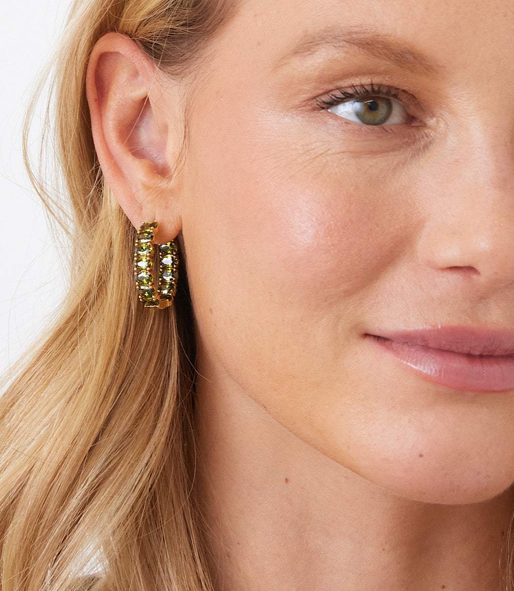 Gemstone Hoop Earrings - Image 2