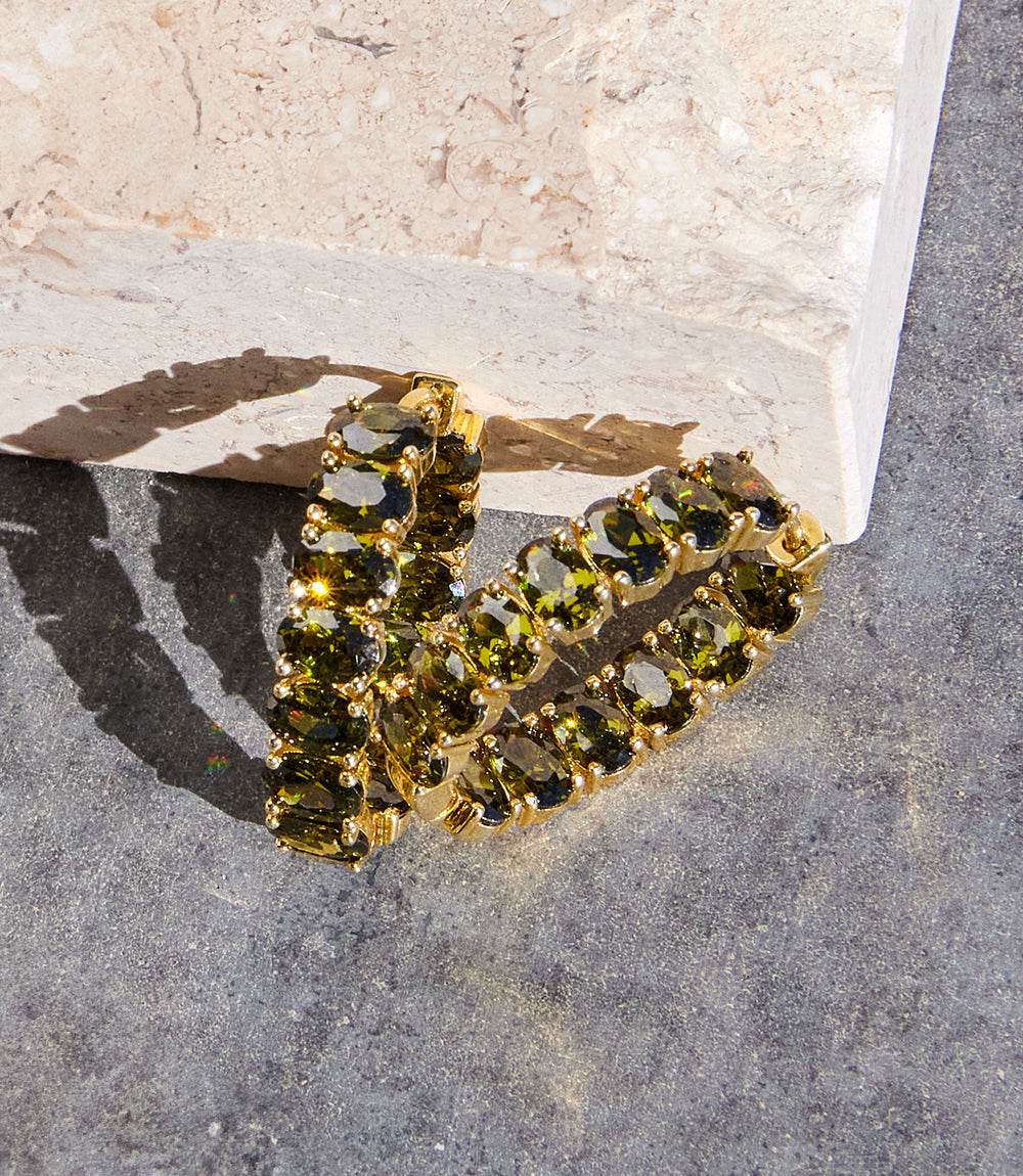 Gemstone Hoop Earrings - Image 3