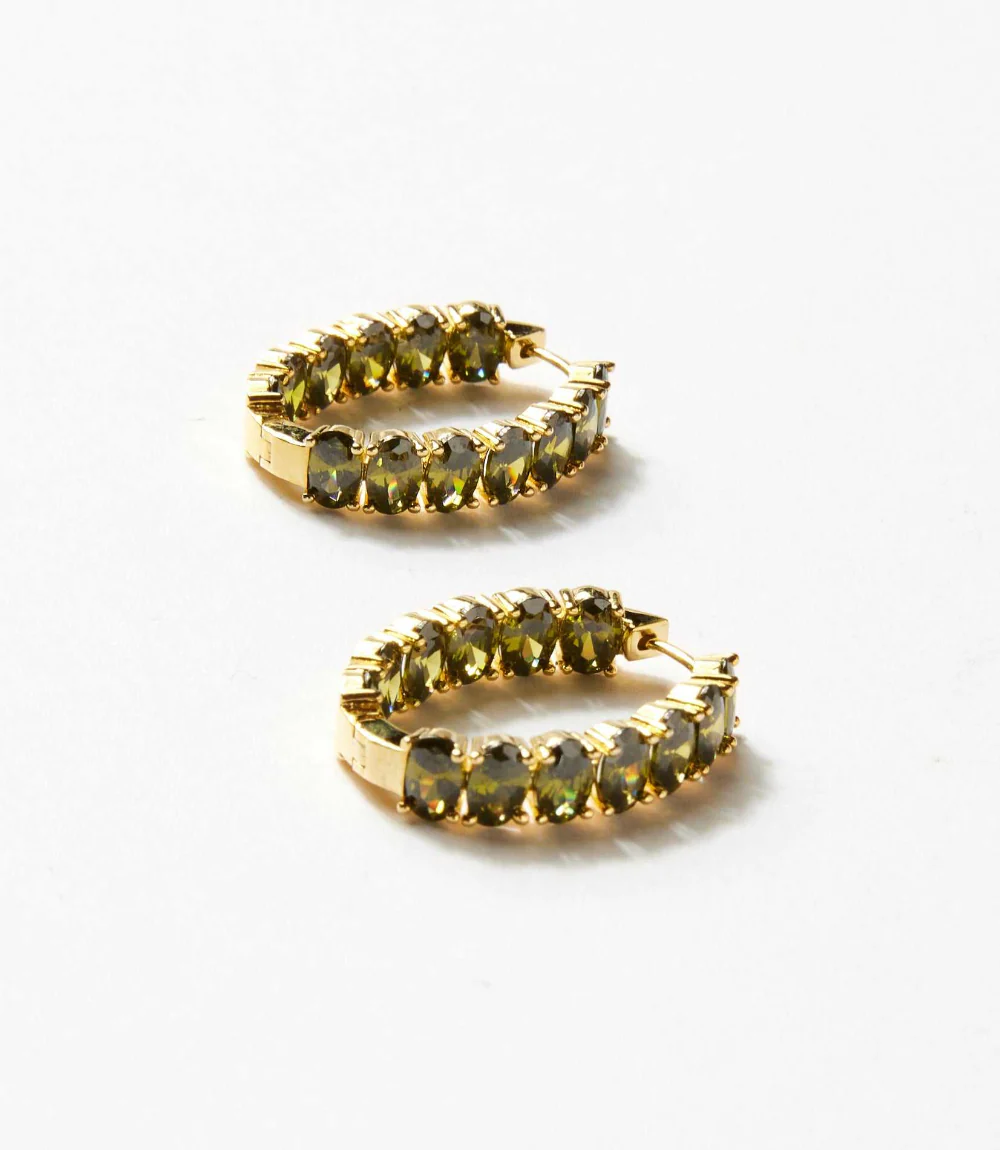 Gemstone Hoop Earrings - Image 4
