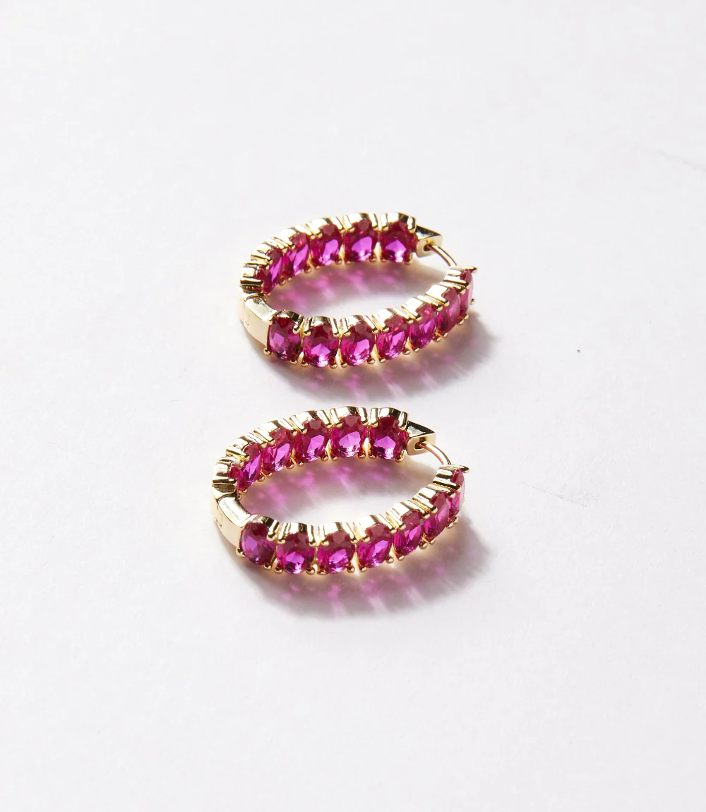 Gemstone Hoop Earrings - Image 2
