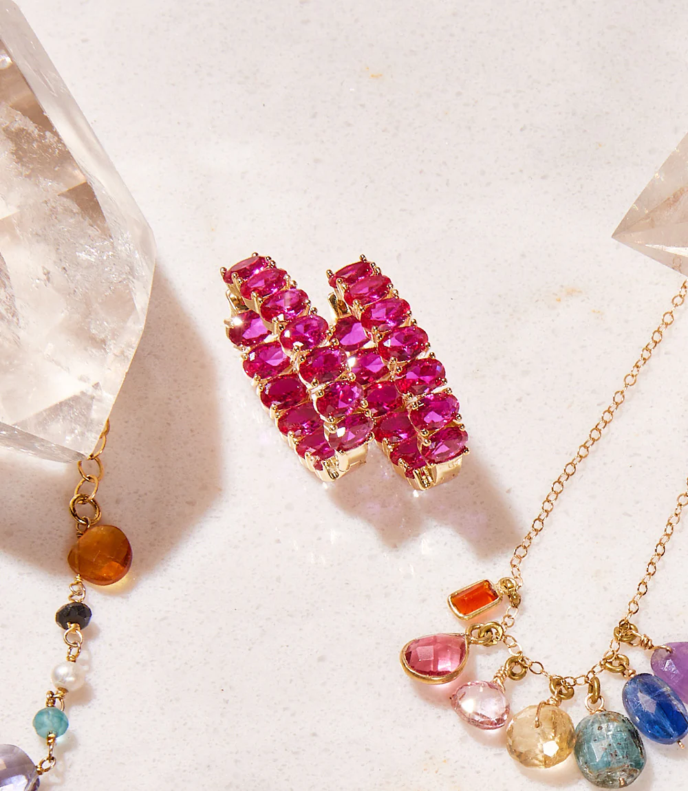 Gemstone Hoop Earrings - Image 3