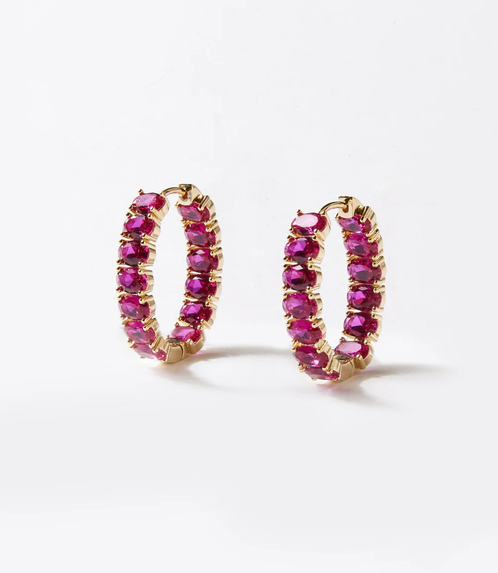 Gemstone Hoop Earrings - Image 4