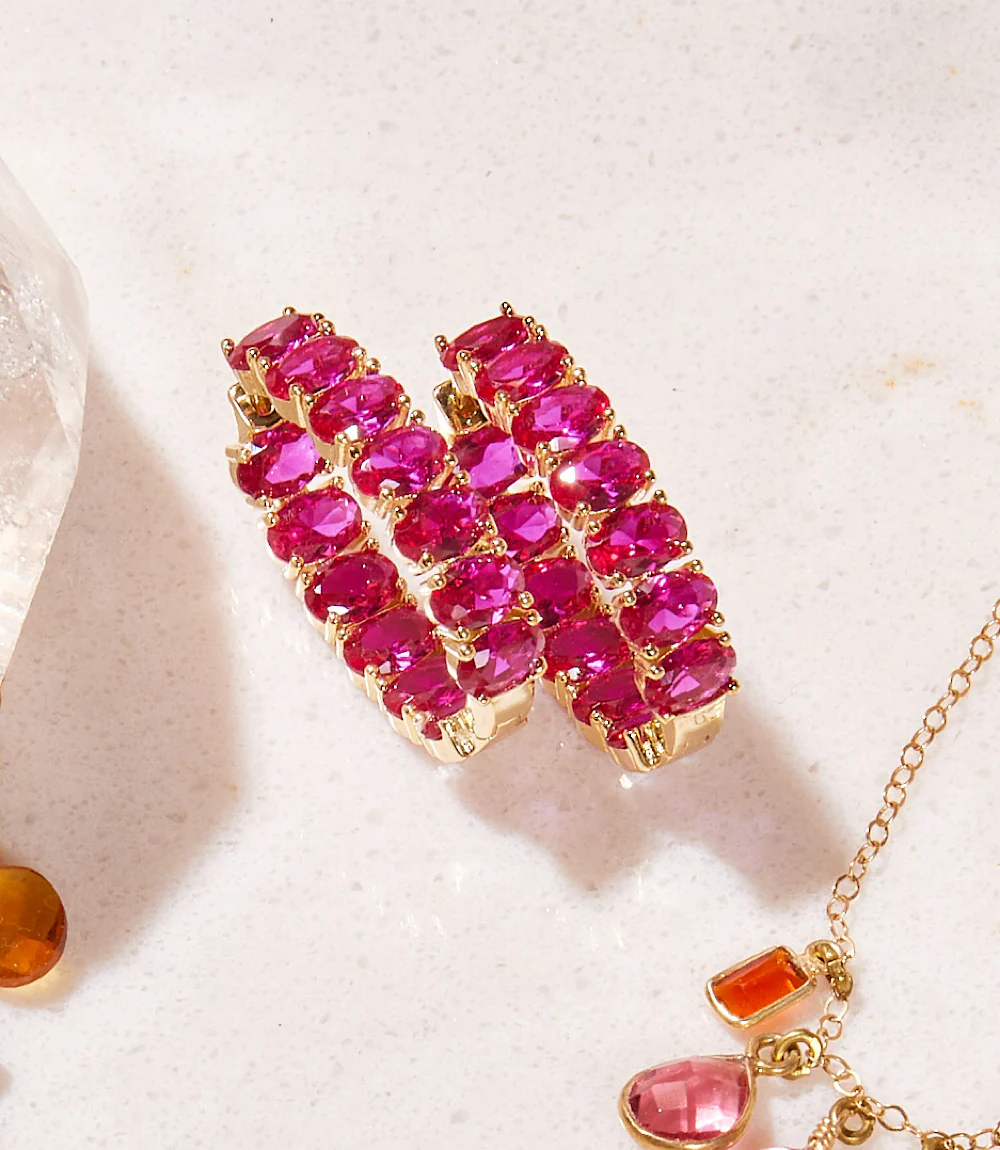 Gemstone Hoop Earrings - Image 5