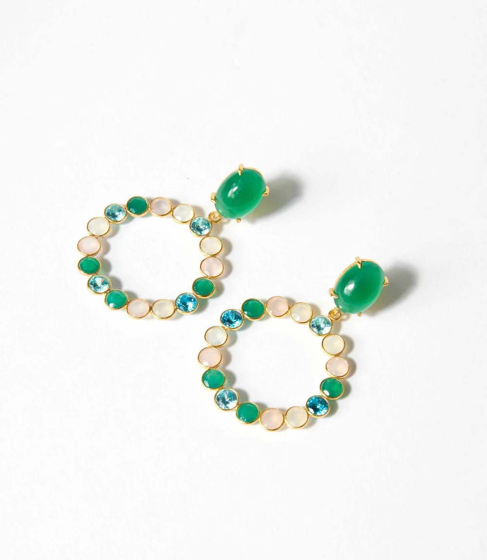 Gemstone Hoop Earrings - Image 2