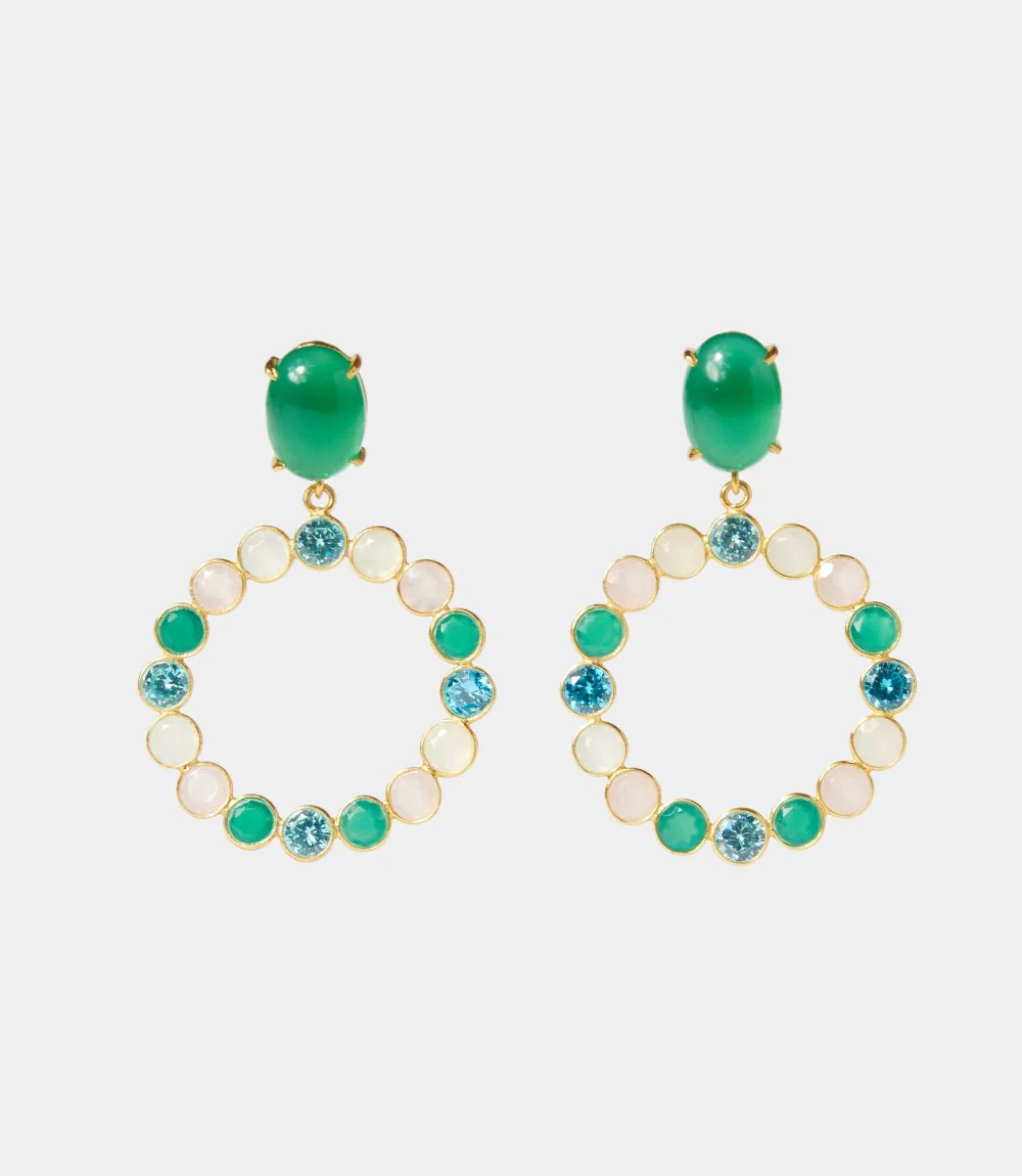 Gemstone Hoop Earrings - Image 3