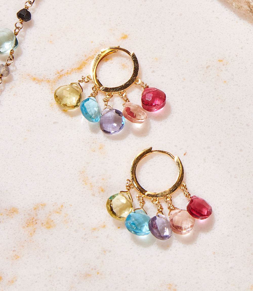 Gemstone Huggie Earrings - Image 11