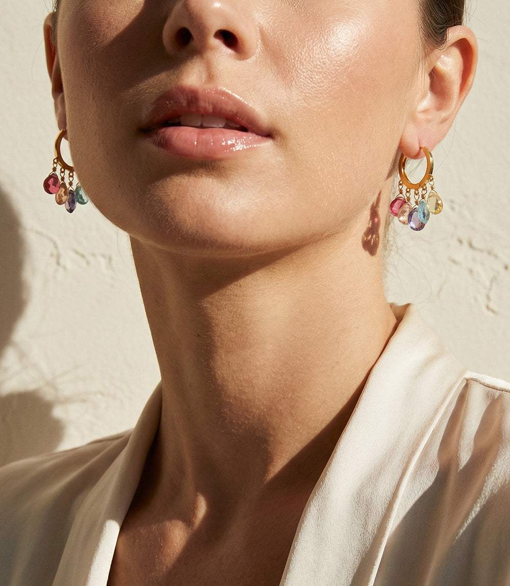 Gemstone Huggie Earrings - Image 3