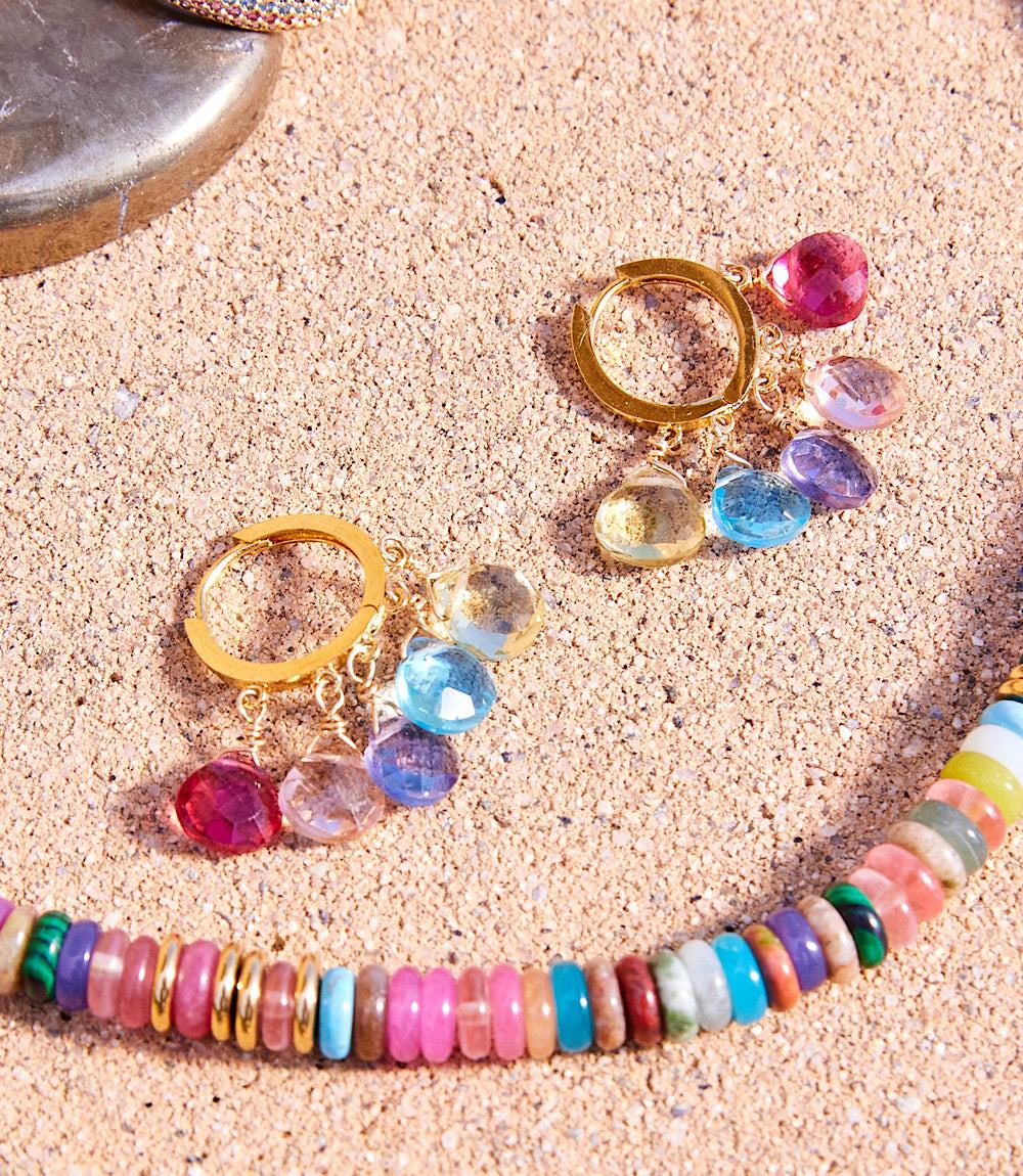 Gemstone Huggie Earrings - Image 4