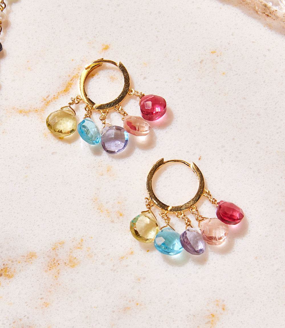 Gemstone Huggie Earrings - Image 5