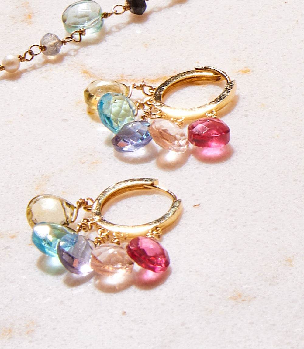 Gemstone Huggie Earrings - Image 6