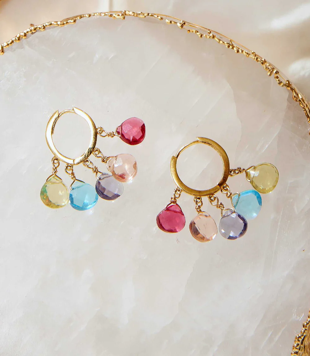 Gemstone Huggie Earrings - Image 7