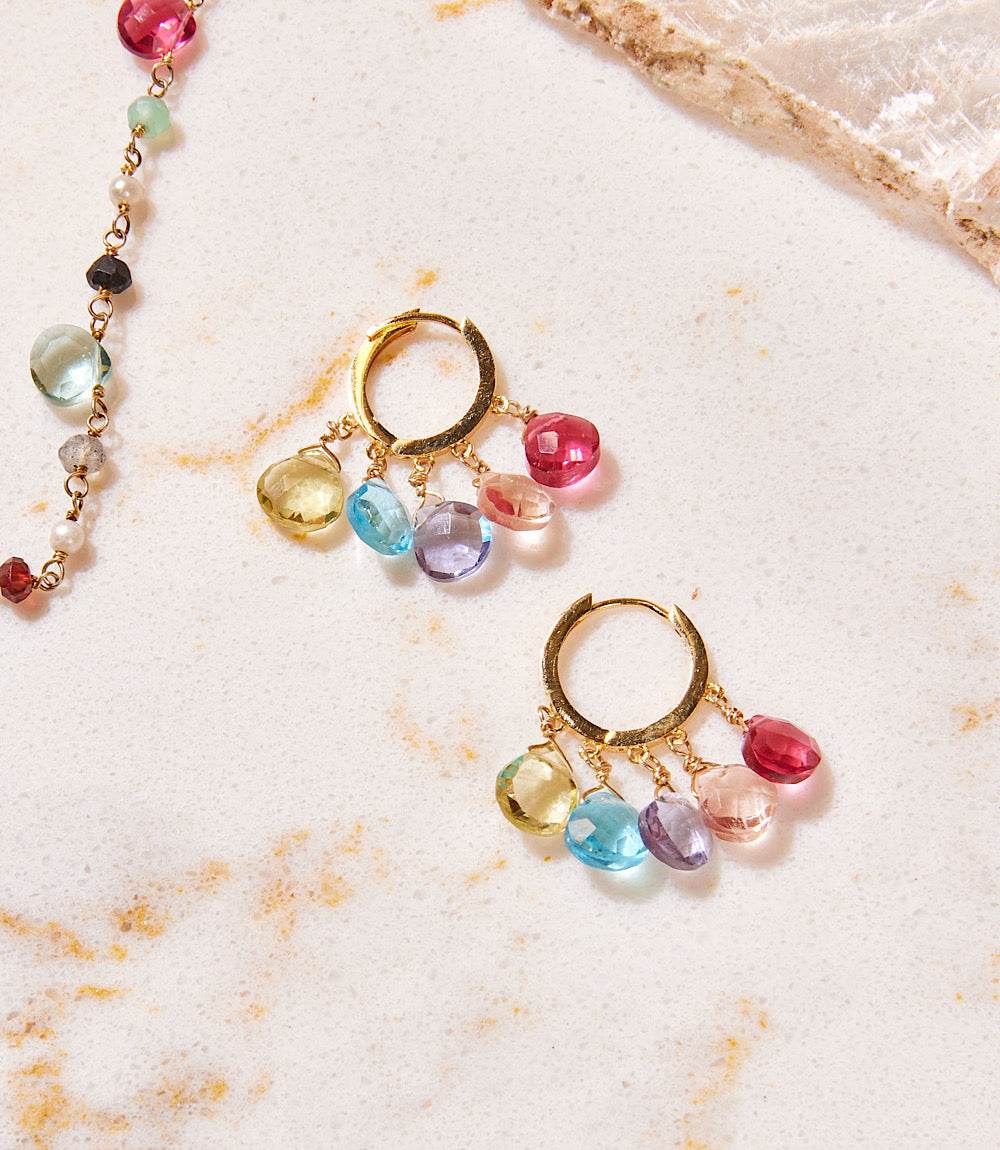 Gemstone Huggie Earrings - Image 8