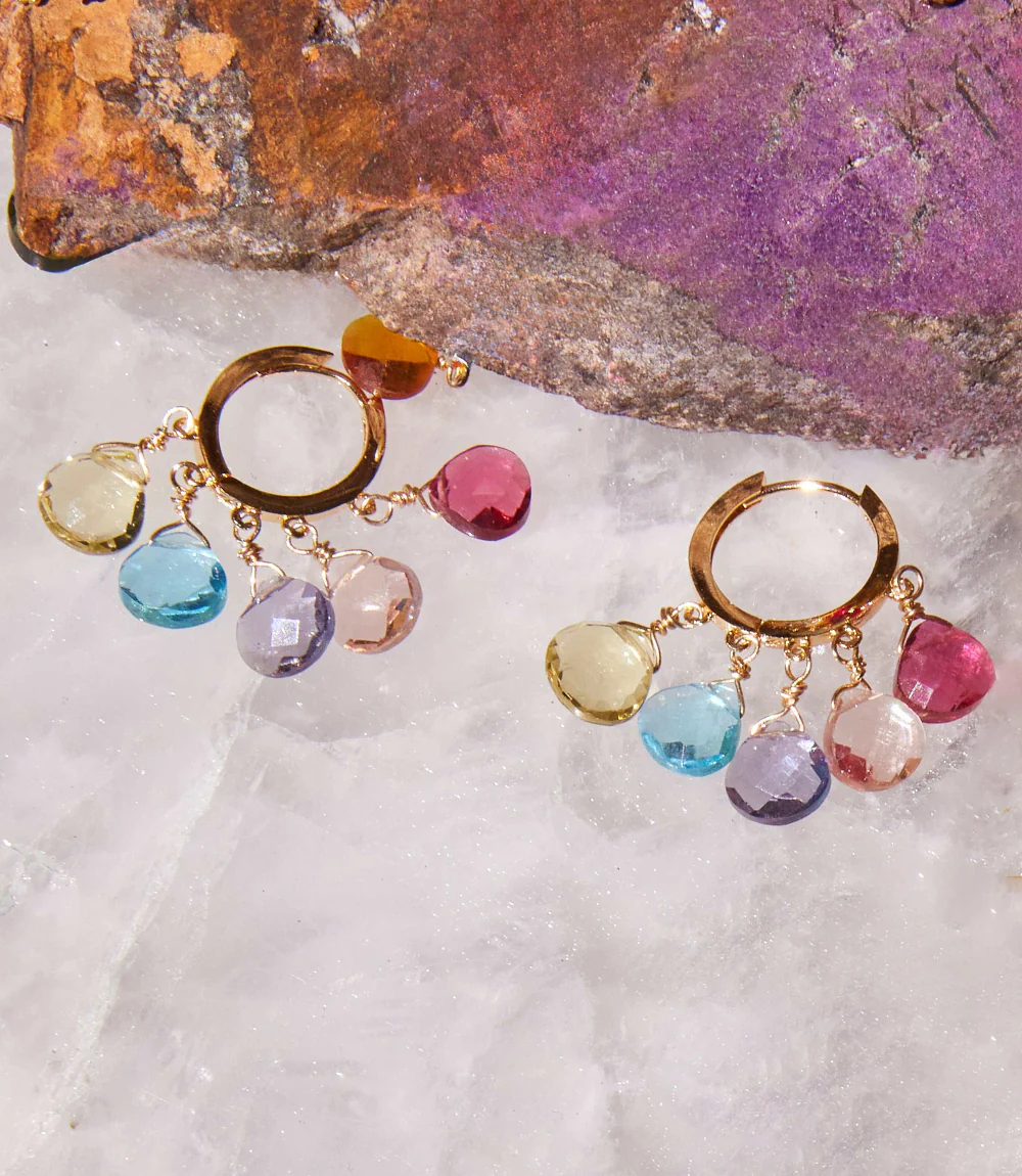 Gemstone Huggie Earrings - Image 9