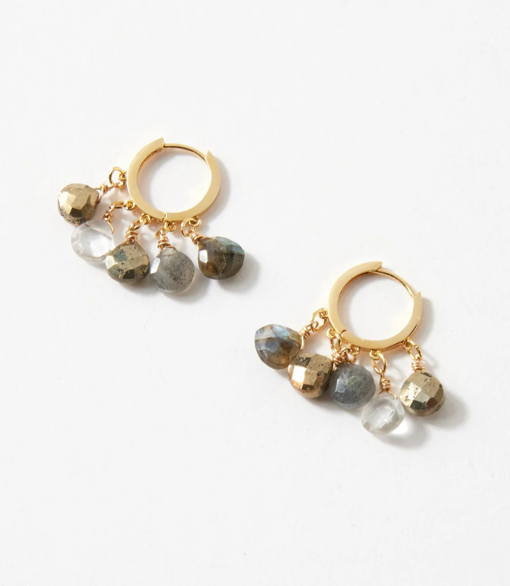 Gemstone Huggie Earrings - Image 2