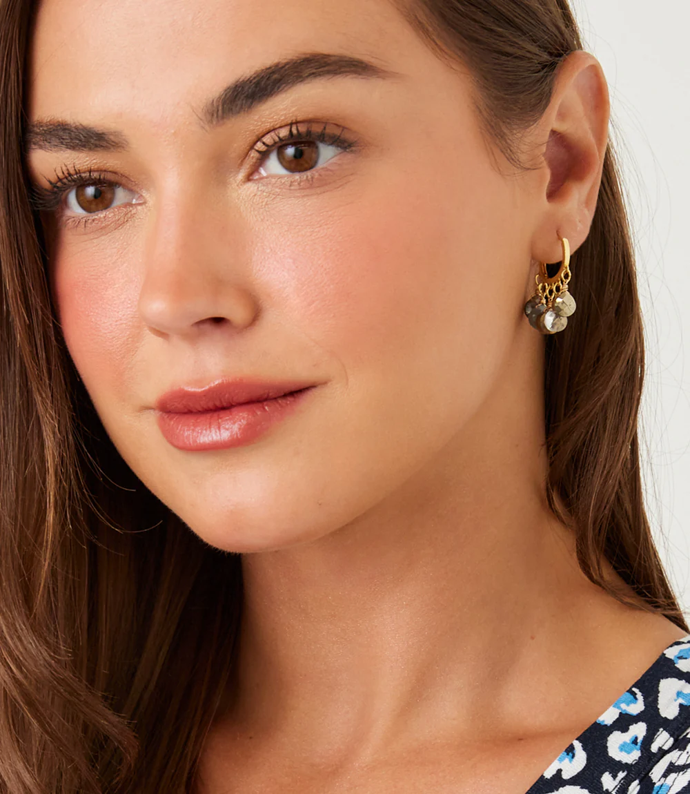 Gemstone Huggie Earrings - Image 3