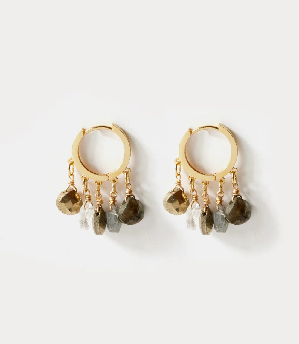 Gemstone Huggie Earrings - Image 4