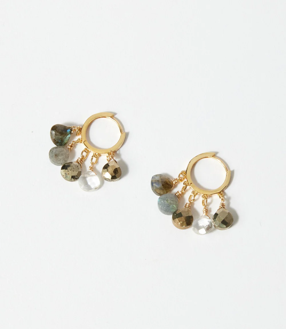 Gemstone Huggie Earrings - Image 5