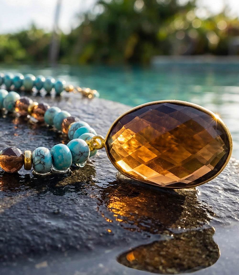Gemstone Pendant Beaded Turquoise Necklace - Image 4