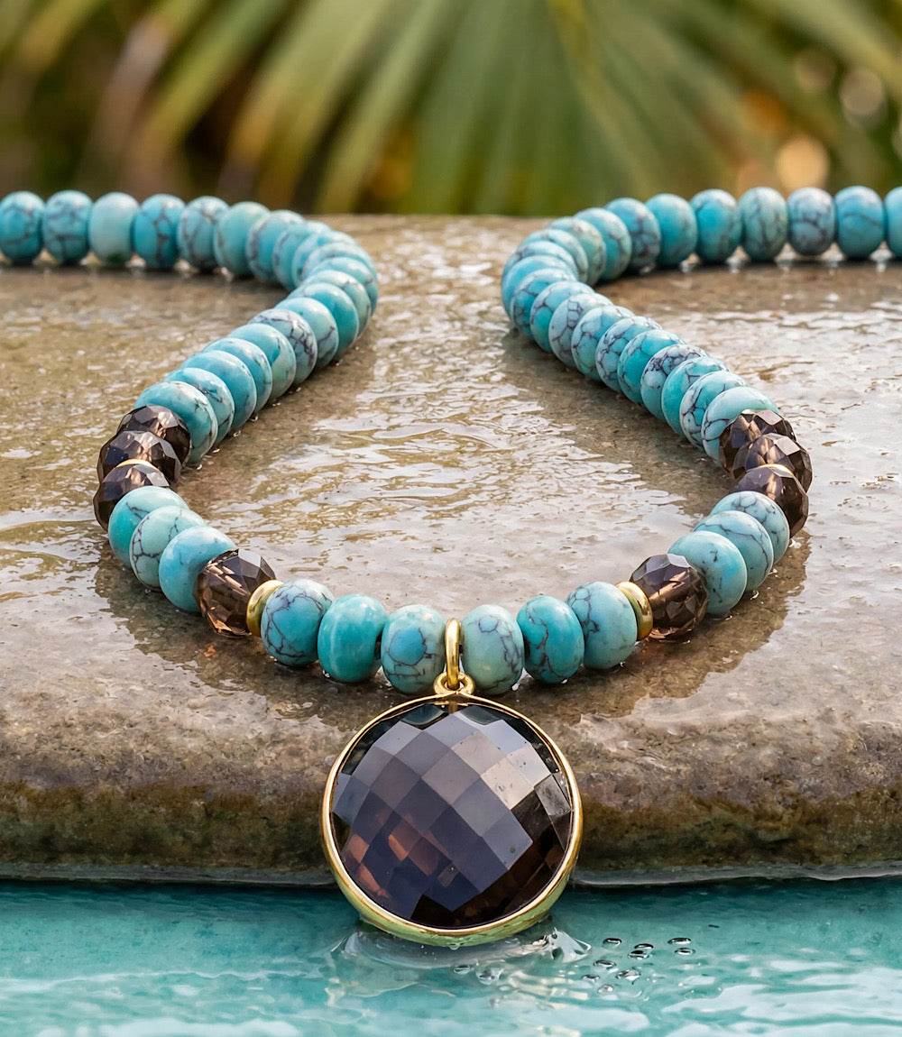Gemstone Pendant Beaded Turquoise Necklace - Image 5