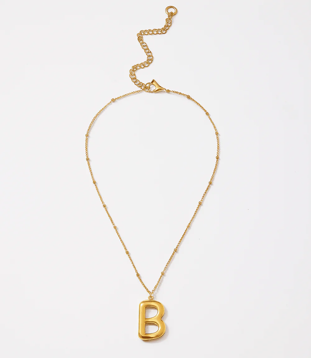 Gold Bubble Letter Charm Necklace - Image 2