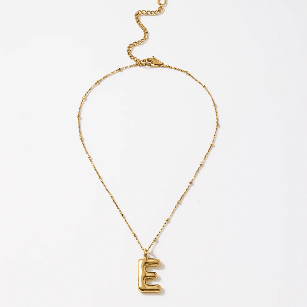 Gold Bubble Letter Charm Necklace - Image 2