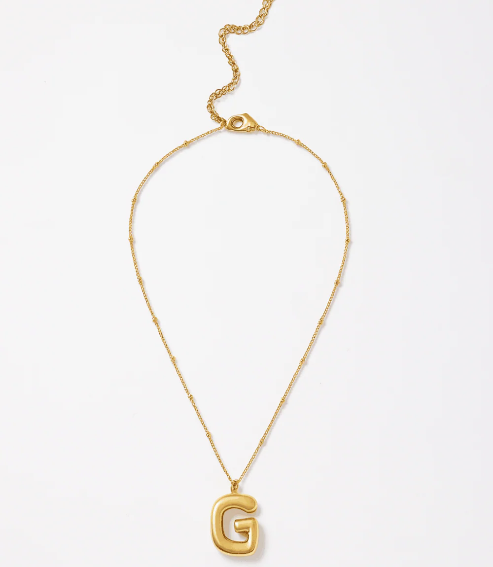 Gold Bubble Letter Charm Necklace - Image 2