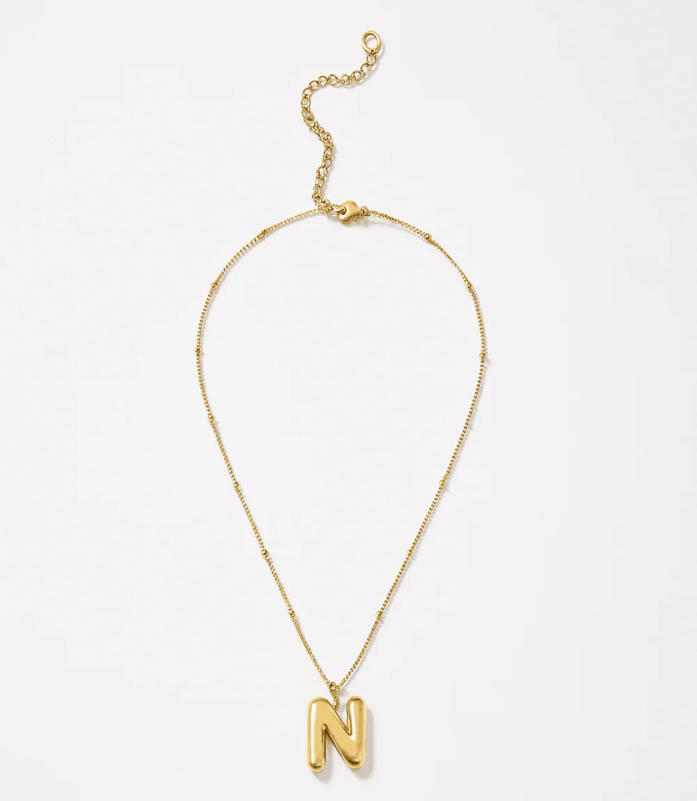 Gold Bubble Letter Charm Necklace - Image 2