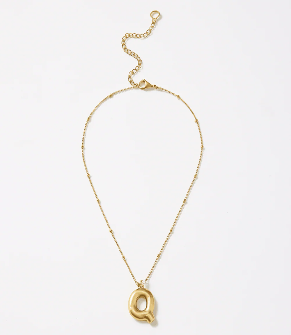 Gold Bubble Letter Charm Necklace - Image 2