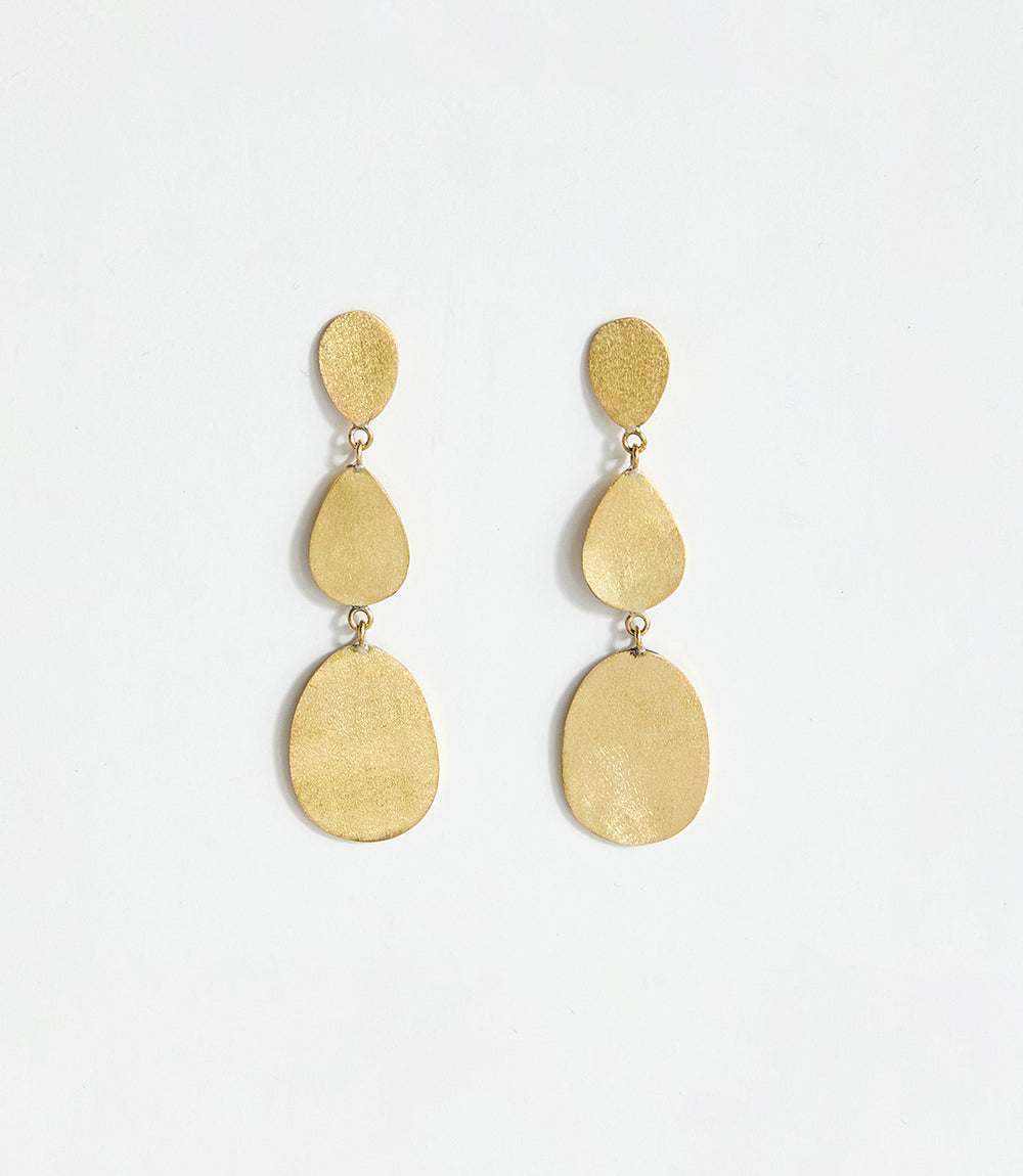 Gold Three Drop Earrings - Image 4