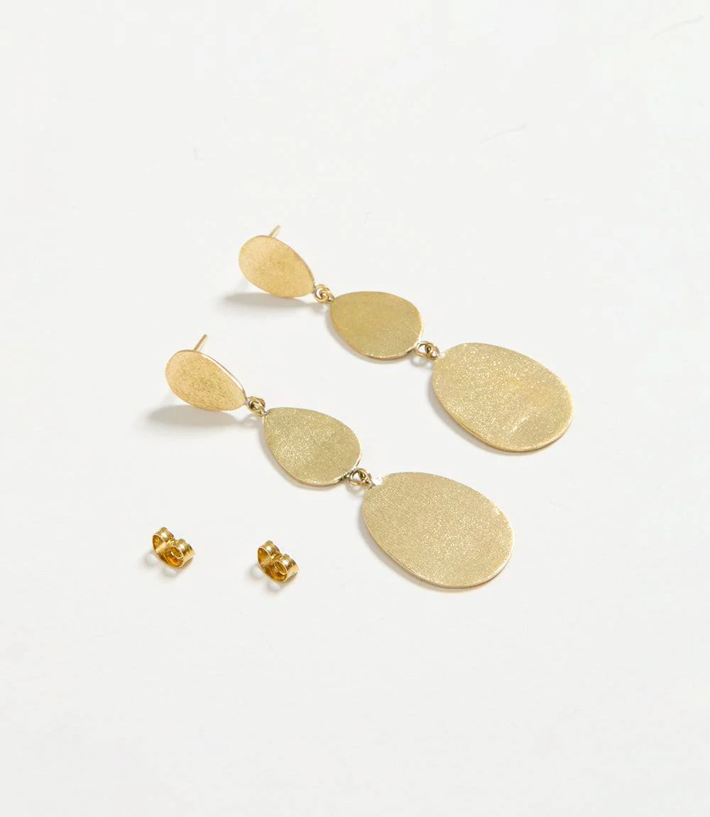 Gold Three Drop Earrings - Image 5