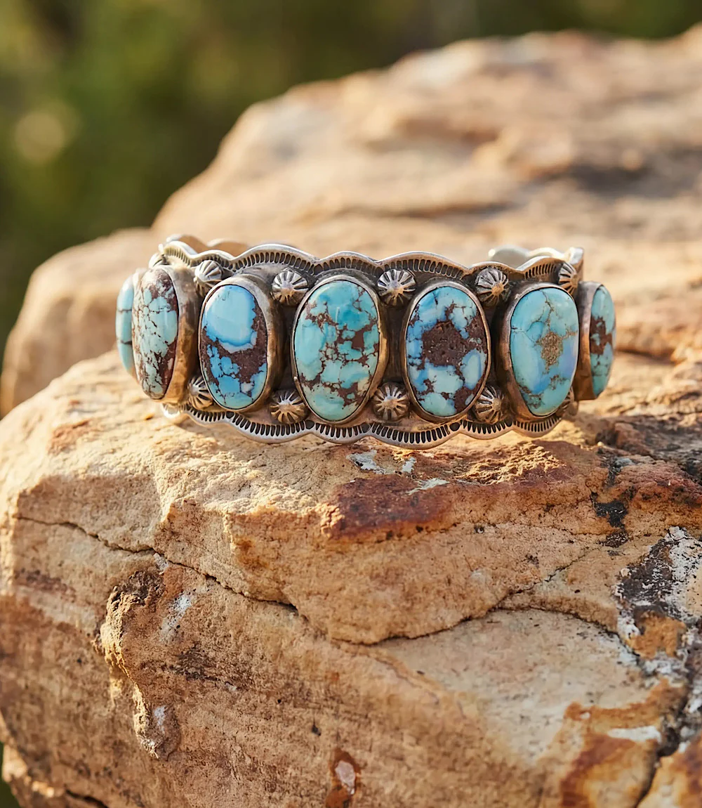 Golden Hill Turquoise Stone Cuff Bracelet