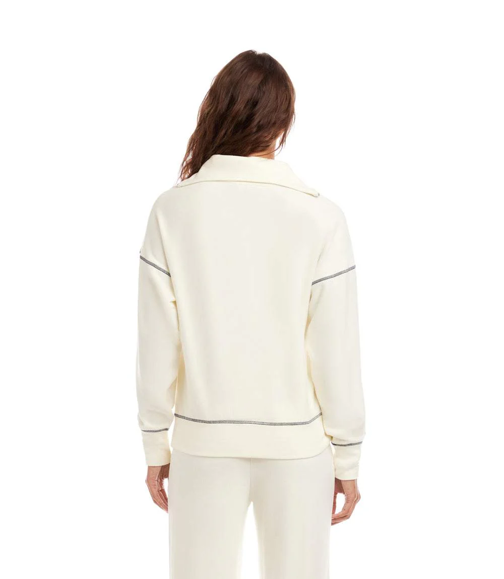Half-Zip Contrast Stitch Pullover Top - Image 4