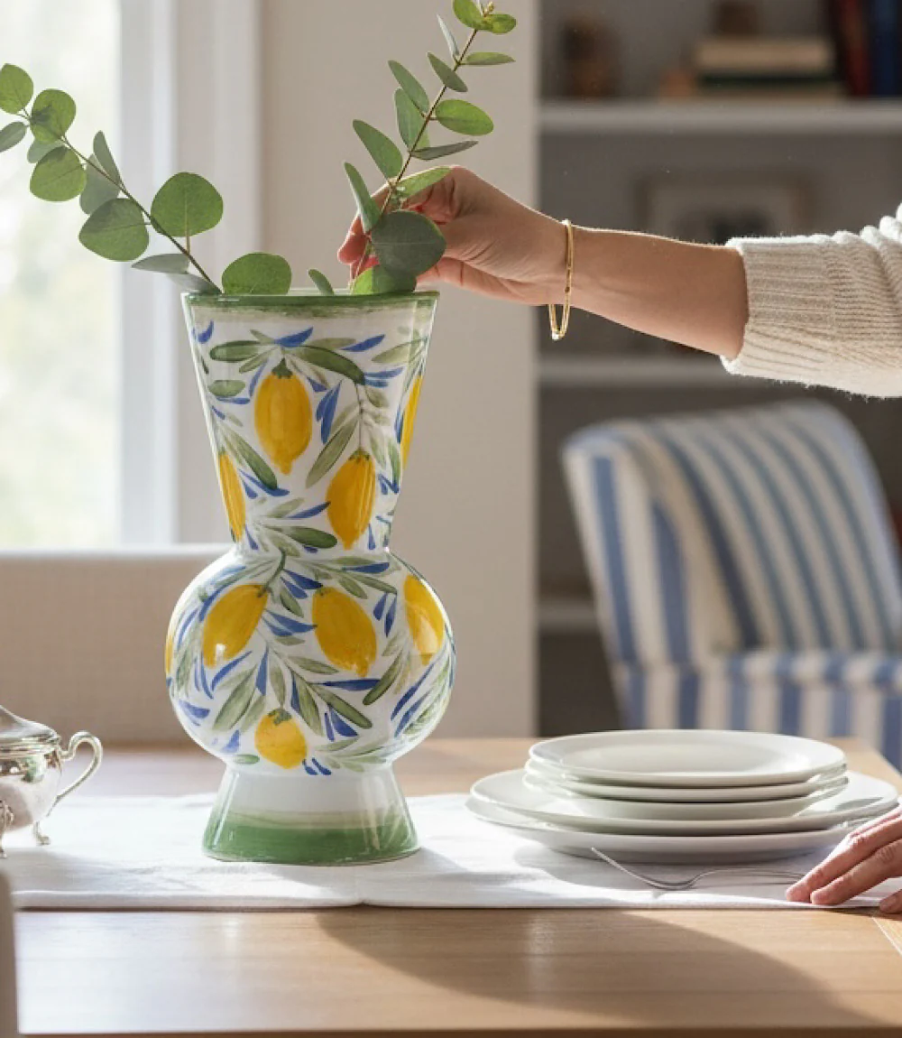 Hand-Painted Large Lemon Vase - Image 3