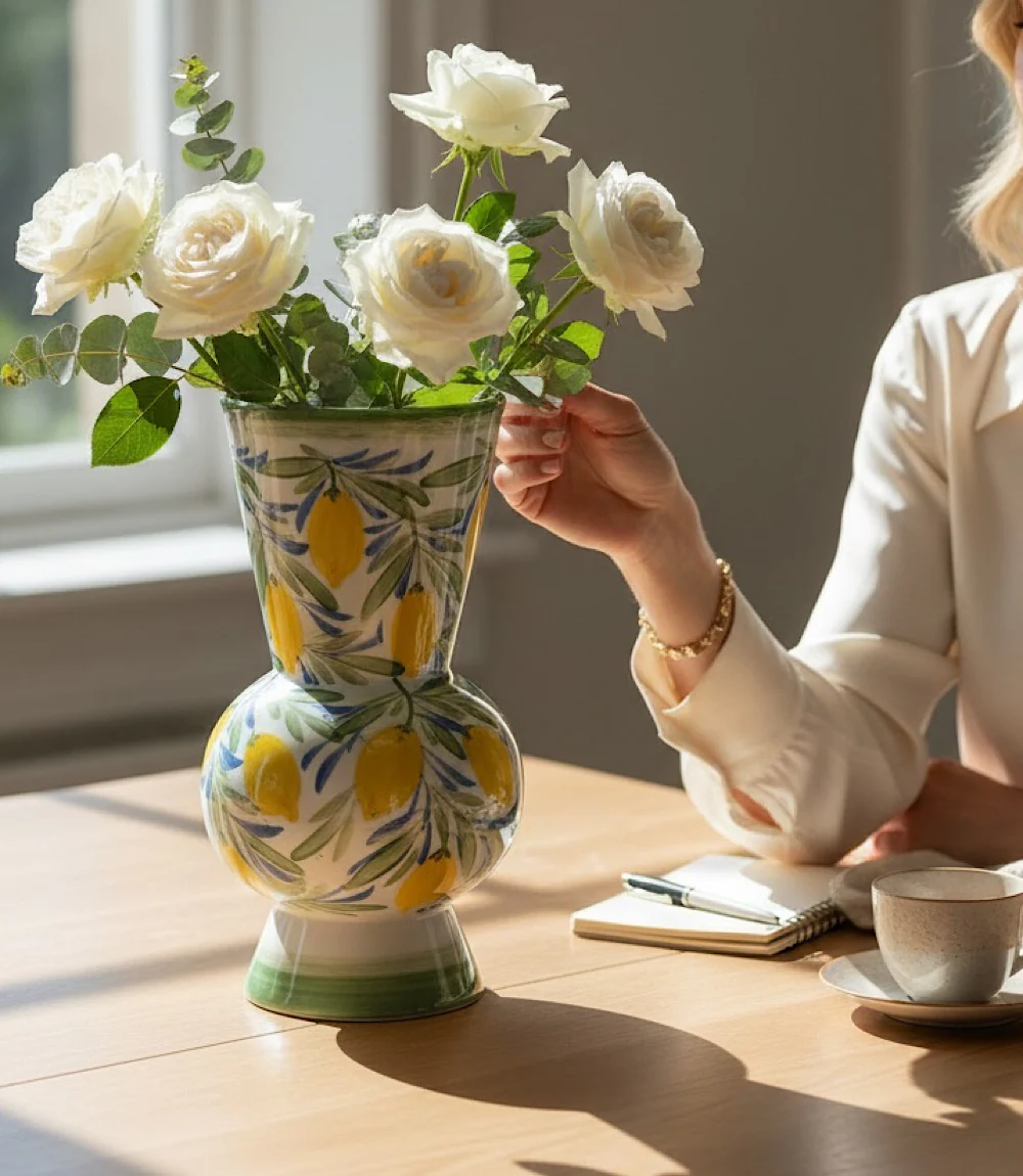 Hand-Painted Large Lemon Vase - Image 6