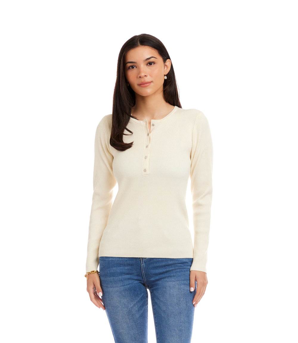 Henley Ribbed Crewneck Sweater - Image 2