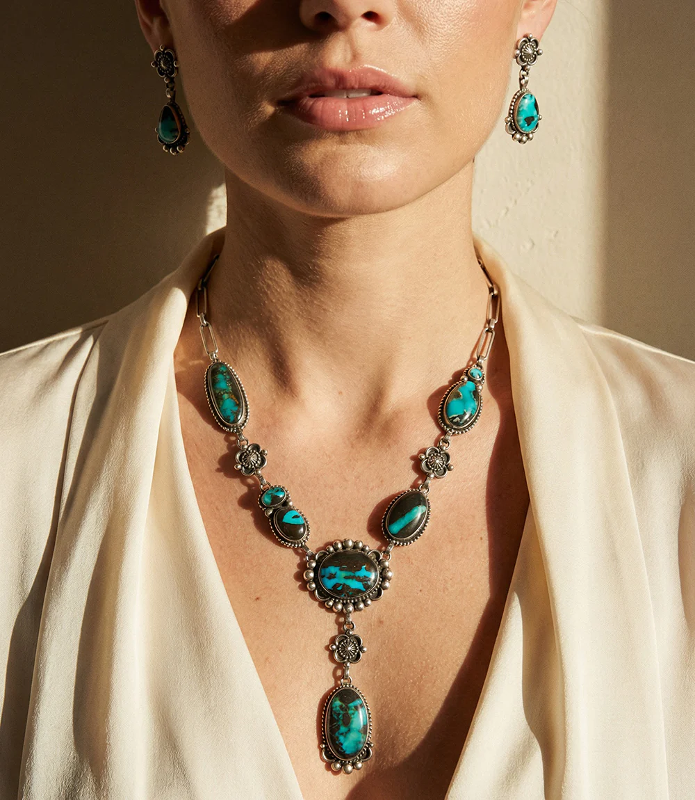 Ithaca Peak Turquoise Lariat Necklace And Earring Set