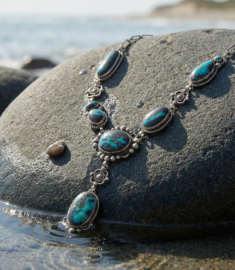 Ithaca Peak Turquoise Lariat Necklace And Earring Set - Image 2